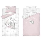 Pamut ágynemű huzat 100*135 cm - Maci a Holdon rózsaszín / fehér