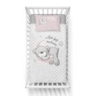 Pamut ágynemű huzat 100*135 cm - Maci a Holdon rózsaszín / fehér