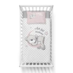   Pamut ágynemű huzat 100*135 cm - Maci a Holdon rózsaszín / fehér