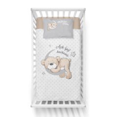 Pamut ágynemű huzat 90*120 cm - Maci a Holdon szürke