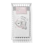 Pamut ágynemű huzat 90*120 cm - Maci a Holdon rózsaszín 