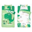Bambusz ágynemű huzat 100*135 cm - Zöld dinó 