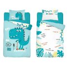 Bambusz ágynemű huzat 90*120 cm - Türkiz Dinó