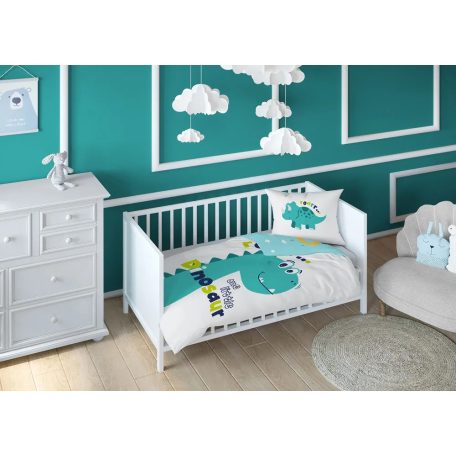 Pamut ágynemű huzat 90*120 cm - Hello Dinno! türkiz 