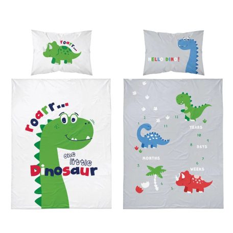 Pamut ágynemű huzat 90*120 cm - Hello Dinno! zöld