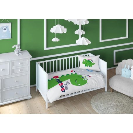 Pamut ágynemű huzat 90*120 cm - Hello Dinno! zöld