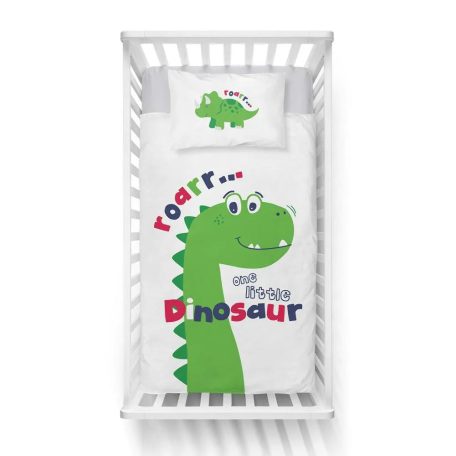 Pamut ágynemű huzat 90*120 cm - Hello Dinno! zöld