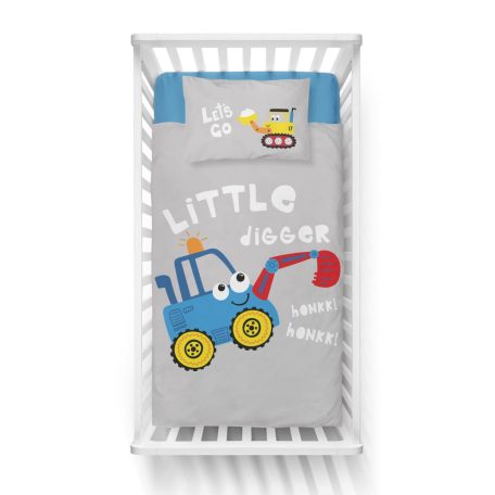 Pamut ágynemű huzat 90*120 cm - kék markoló