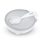 Akuku fedeles tányér kanállal - fehér 