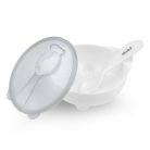 Akuku fedeles tányér kanállal - fehér 