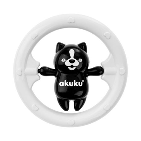 Akuku csörgő  rágóka - fekete/fehér maci