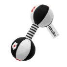 Akuku súlyzó plüss csörgő - fekete/fehér