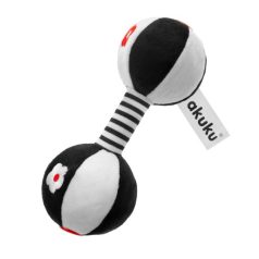 Akuku súlyzó plüss csörgő - fekete/fehér