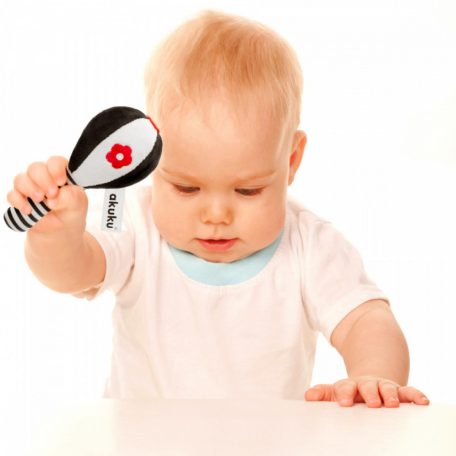 Akuku plüss csörgő maracas - fekete/fehér