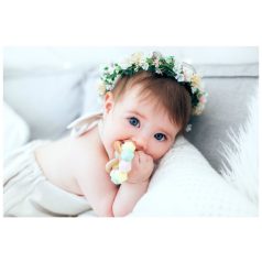 Mimijo Szilikon rágóka és csörgő 2 in 1 - Linda 