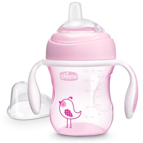 Chicco Transition Cup leszoktató itatópohár  6m+ 200ml - rózsaszín madár 