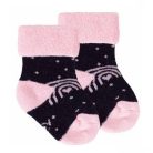 Yo! Baby frottír zokni 3-6 hó - fekete/rózsaszín