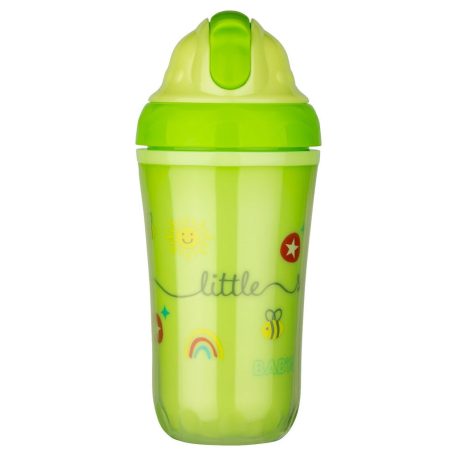 Baby-Nova duplafalú, szívószálas itatópohár 250 ml 6ho+ (zöld)
