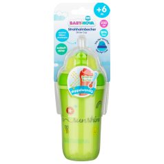   Baby-Nova duplafalú, szívószálas itatópohár 250 ml 6ho+ (zöld)