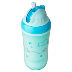   Baby-Nova duplafalú, szívószálas itatópohár 250 ml 6ho+ (kék)
