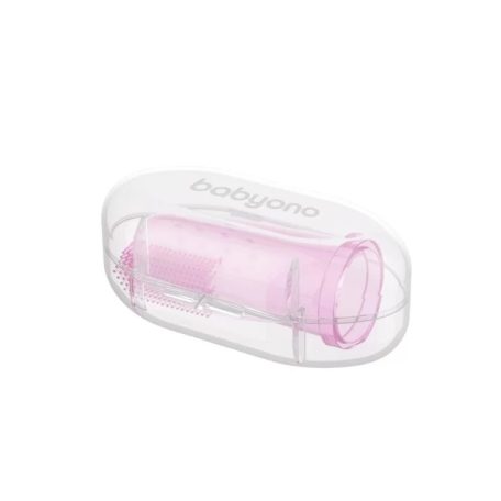 BabyOno szilikon ínymasszírozó tokkal -  rózsaszín