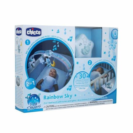 Chicco Rainbow Sky kiságy játékhíd és éjszakai fény elemes 0+ kék