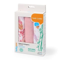   BabyOno 3 db-os színes,mintás textil pelenka bambusz - rózsaszín