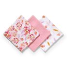 BabyOno 3 db-os színes,mintás textil pelenka bambusz - rózsaszín