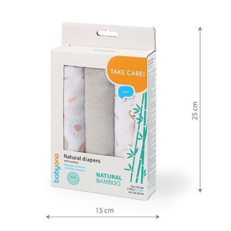 BabyOno 3 db-os színes,mintás textil pelenka bambusz - v.szürke
