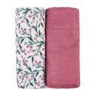 P&M Bambusz muszlin 2db-os kifogó szett 120×120 cm -  Pink Meadow