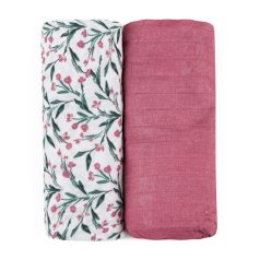   P&M Bambusz muszlin 2db-os kifogó szett 120×120 cm -  Pink Meadow