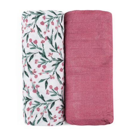 P&M Bambusz muszlin 2db-os kifogó szett 120×120 cm -  Pink Meadow