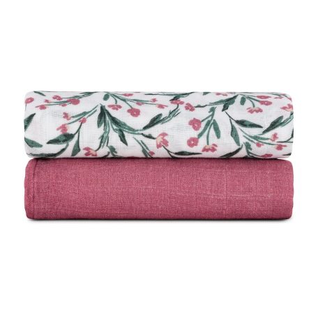 P&M Bambusz muszlin 2db-os kifogó szett 120×120 cm -  Pink Meadow