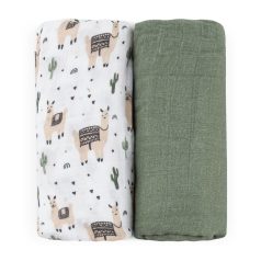   P&M Bambusz muszlin 2db-os kifogó szett 120×120 cm - Llama Vibes