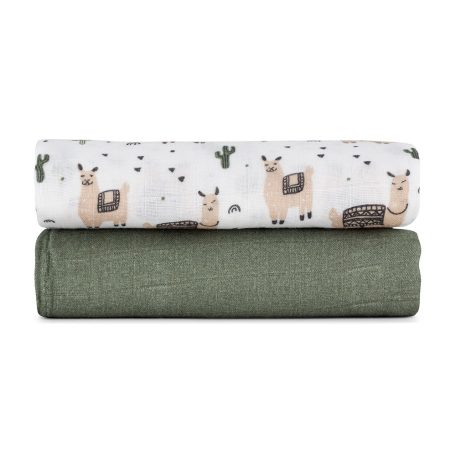 P&M Bambusz muszlin 2db-os kifogó szett 120×120 cm - Llama Vibes