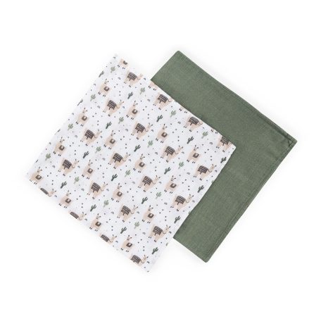 P&M Bambusz muszlin 2db-os kifogó szett 120×120 cm - Llama Vibes