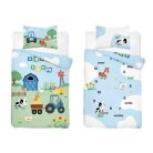 Pamut ágynemű huzat 90*120 cm - Farm kék traktorral 