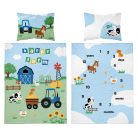 Pamut ágynemű huzat 90*120 cm - Farm kék traktorral 