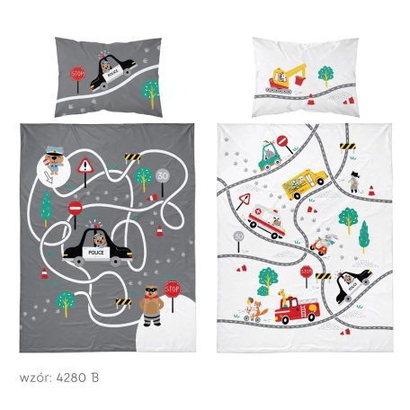 Pamut ágynemű huzat 90*120 cm - Police szürke 