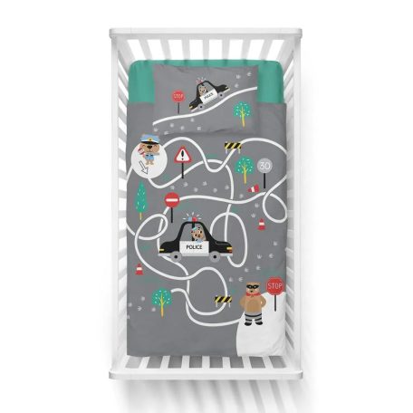 Pamut ágynemű huzat 90*120 cm - Police szürke 