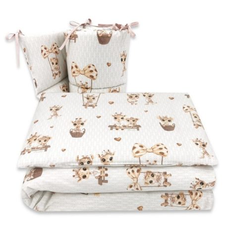 Baby Shop 3 részes ágynemű garnitúra - zsiráf bézs/rózsaszín