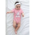 Rövid ujjú baba body - púderrózsaszín unikornis (56)