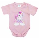 Rövid ujjú baba body - púderrózsaszín unikornis (68)