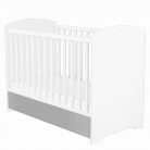 Timba Erik 70x140cm-es átalakítható zárt végű ágyneműtartós gyermekágy - 
ezüst-Fehér