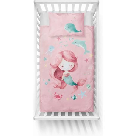 Pamut ágynemű huzat 100*135 cm - Sellő púderrózsaszín