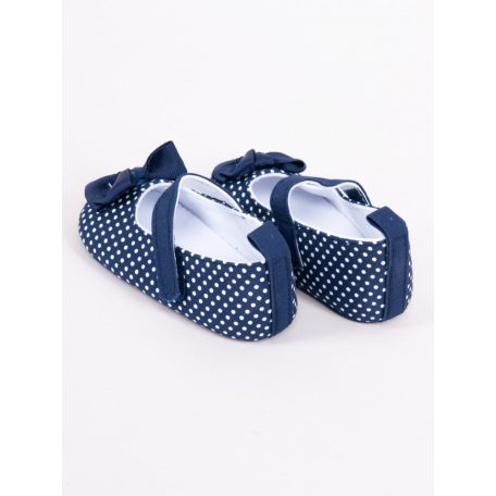 Yo! Bébi Kocsicipő 3-9 hó kék pöttyös masnival