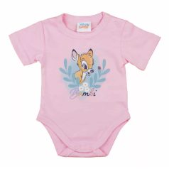 Rövid ujjú baba body Bambi mintával (56) - rózsaszín 