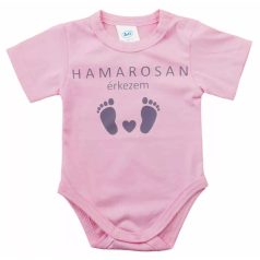Rövid ujjú baba body - Hamarosan érkezem rózsaszín (56)