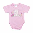 Rövid ujjú baba body - rózsaszín maci (56)
