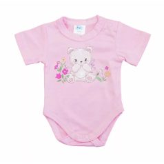 Rövid ujjú baba body - rózsaszín maci (62)
